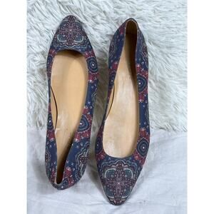 Talbots Tapestry Ballet Flats Womens Size 9AA Paisley Regal Leather Sole